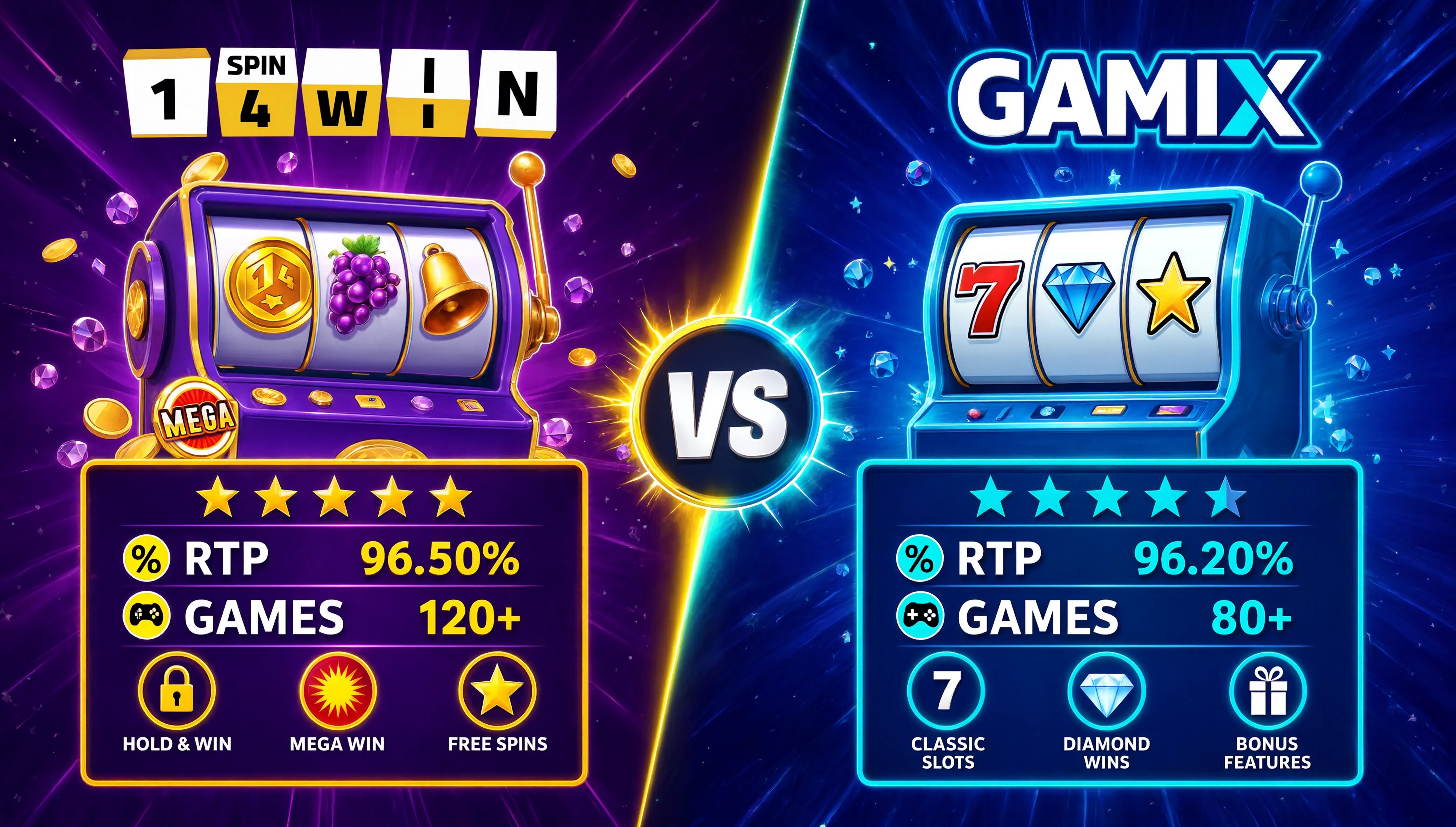 Porównanie dostawców gier hazardowych 1spin4win i Gamix Studio
