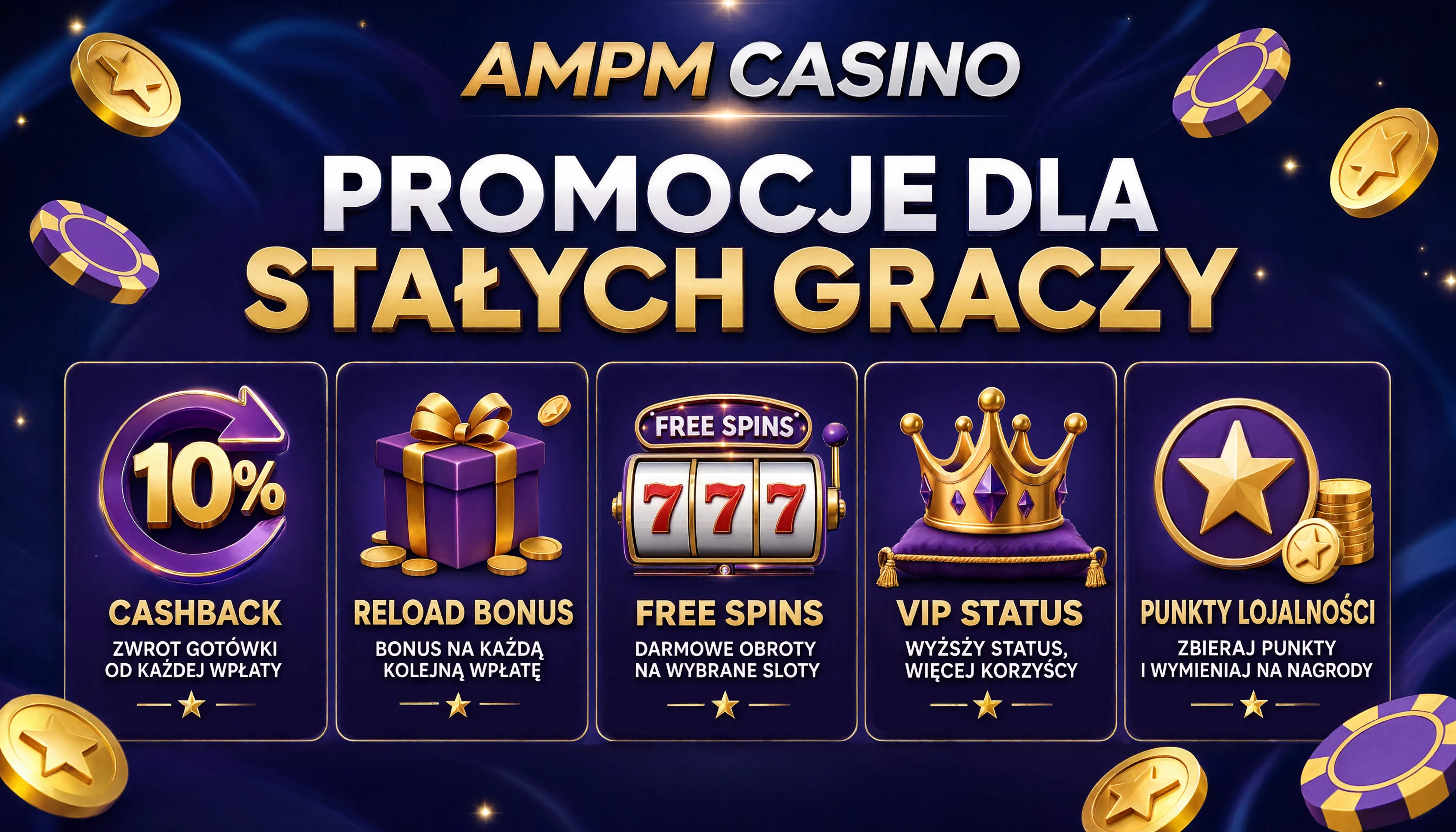 Sekcja promocji stałych graczy z programem VIP i bonusem urodzinowym