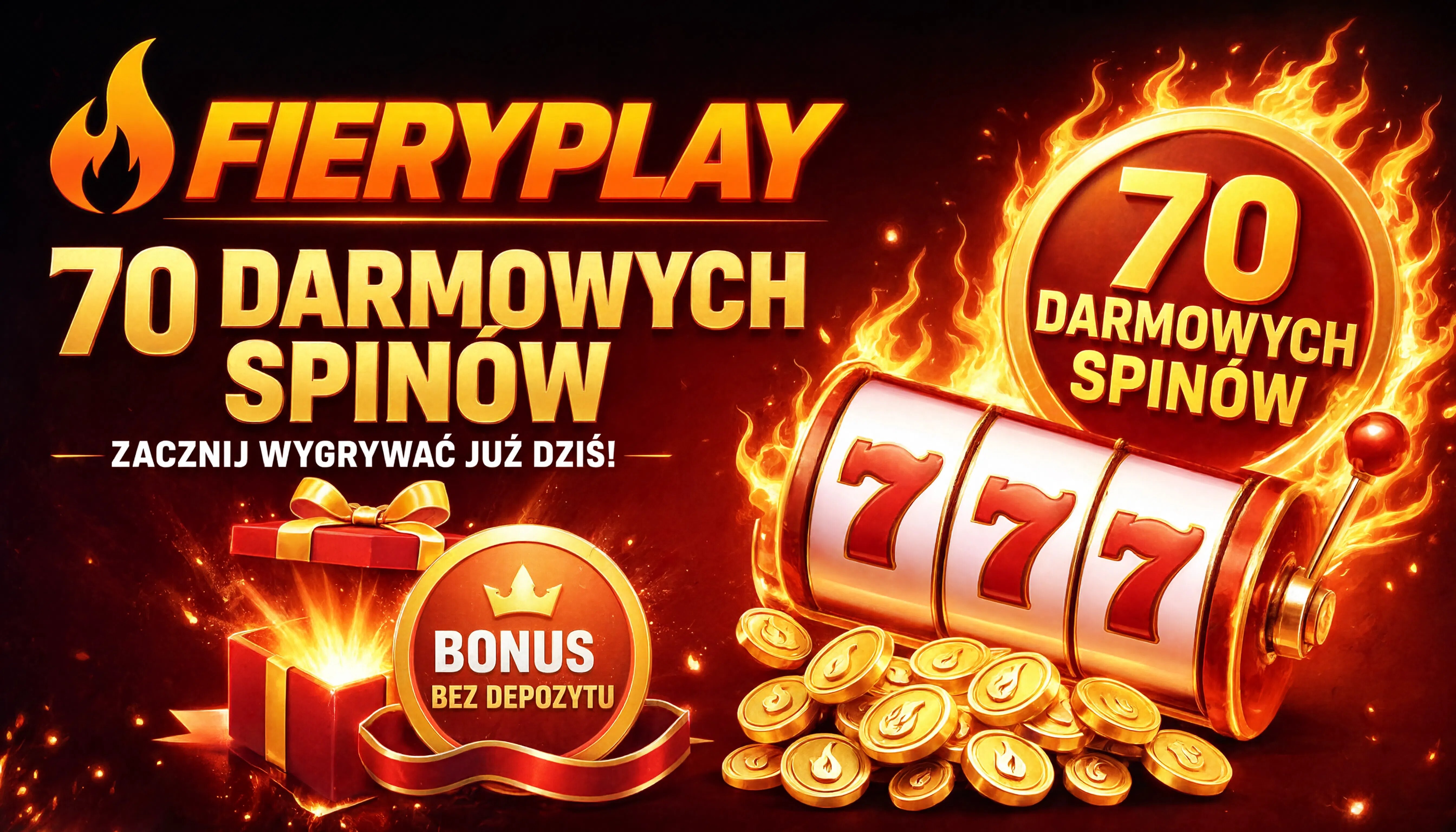 FieryPlay bonus bez depozytu 70 darmowych spinów kod promocyjny SPINWIN
