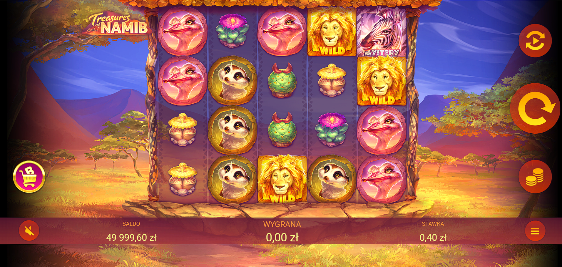 Treasures of Namib symbole, free spins i funkcje bonusowe